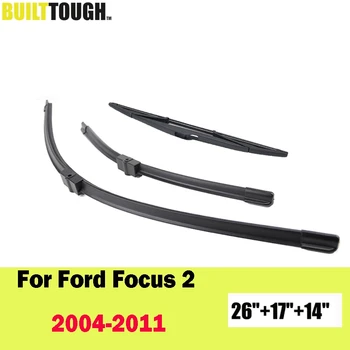 

Xukey For Ford Focus 2 2004-2011 Front & Rear Wipers Windscreen Car Accessories Glass Brushes 26"17"14" Windshield Wiper Blades