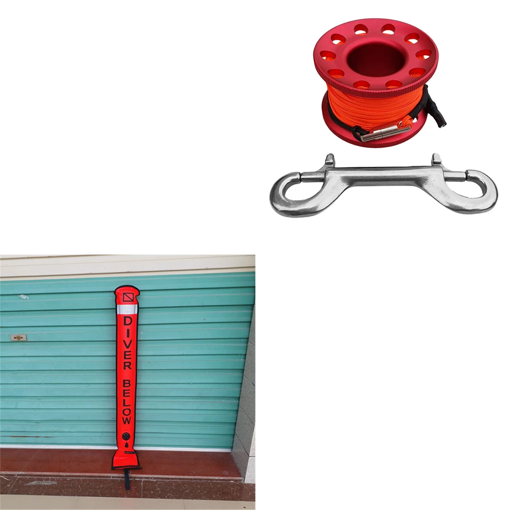 Scuba Diving SMB Surface Marker Buoy Signal Tube with Dive Reel Spool Safety Gear Equipment - Various Colors