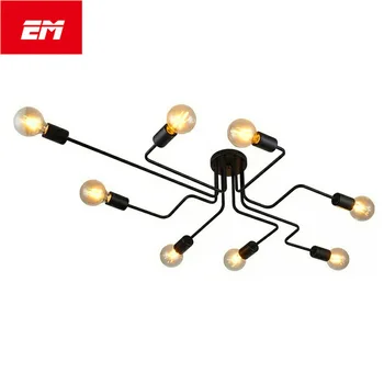

New 4/6/8 Heads Multiple Rod Wrought Iron Ceiling Light Retro Industrial Loft Nordic Dome Lamp for Home Decor Dinning CCL0005