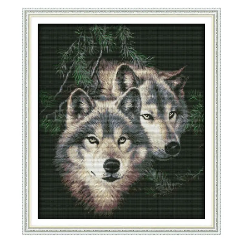 

Wolf DIY Handmade Needlework Counted 14CT Printed Cross Stitch Embroidery Kit Set Home Decoration