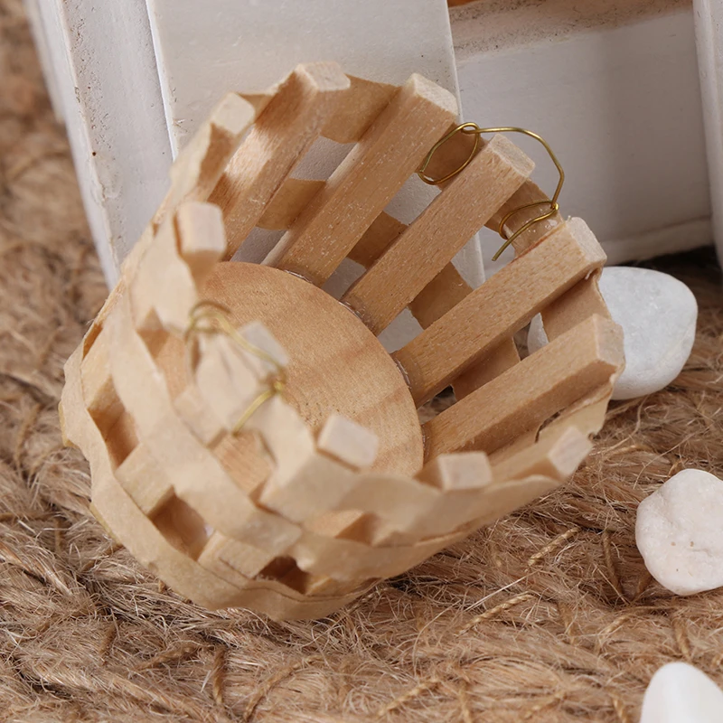 

New 1:12 Dollhouse Miniatures Accessories Wooden Baskets Bath Supplies Dollhouse Miniature Handmade Wooden Baskets