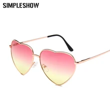 SIMPLESHOW, женские солнцезащитные очки в форме сердца, Ретро стиль, полная оправа, светоотражающие солнцезащитные очки, мужские солнцезащитные очки градиентного цвета