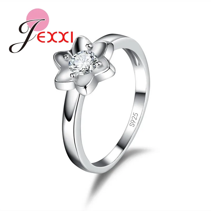 Свадебные очаровательные кольца с цветами, вечерние свадебные кольца с 925 пробы, серебряные блестящие красивые Стразы AAA