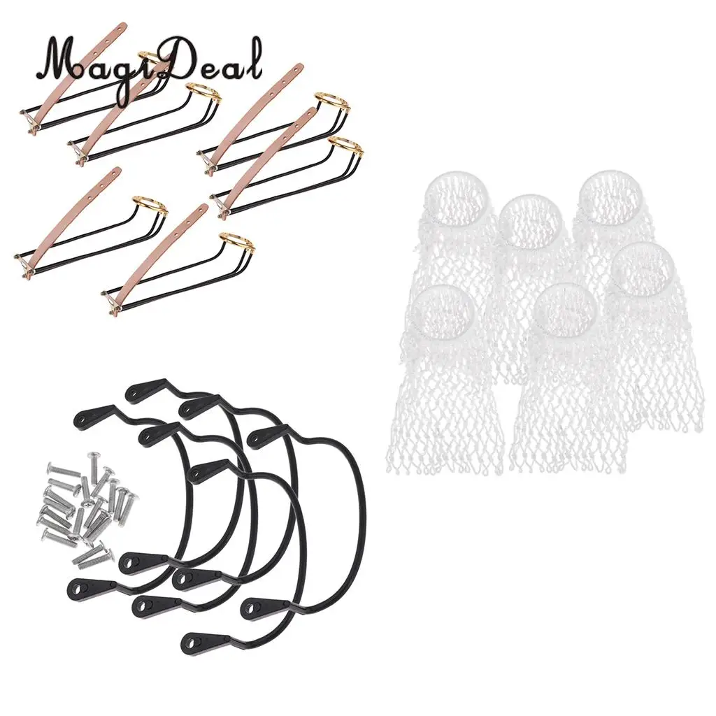 6pcs Deluxe Pool Snooker Table Rail with Strap and Net Pockets Set English Billiard Accessories 