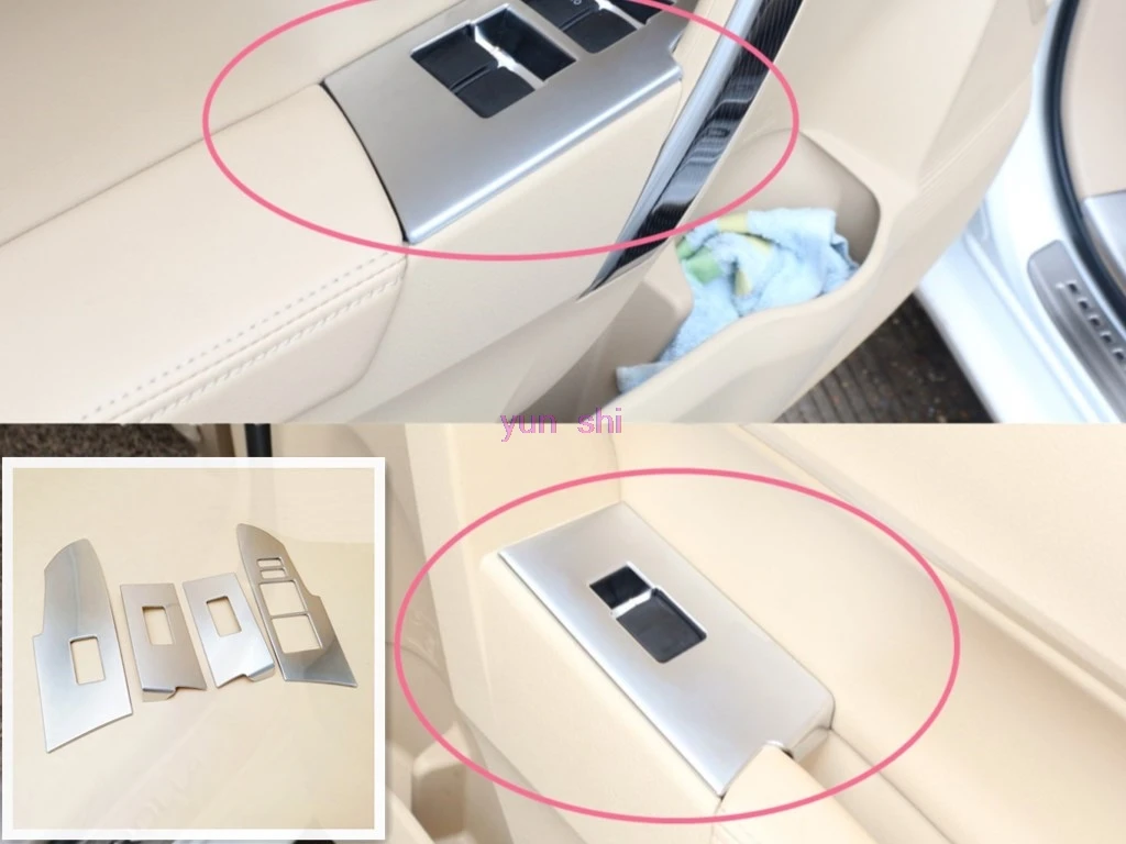 ABS Chrome Car Interior Window Glasses Lifter Decoration Frame On Door Stickers Accessories For TOYOTA 2014 Corolla Car-styling