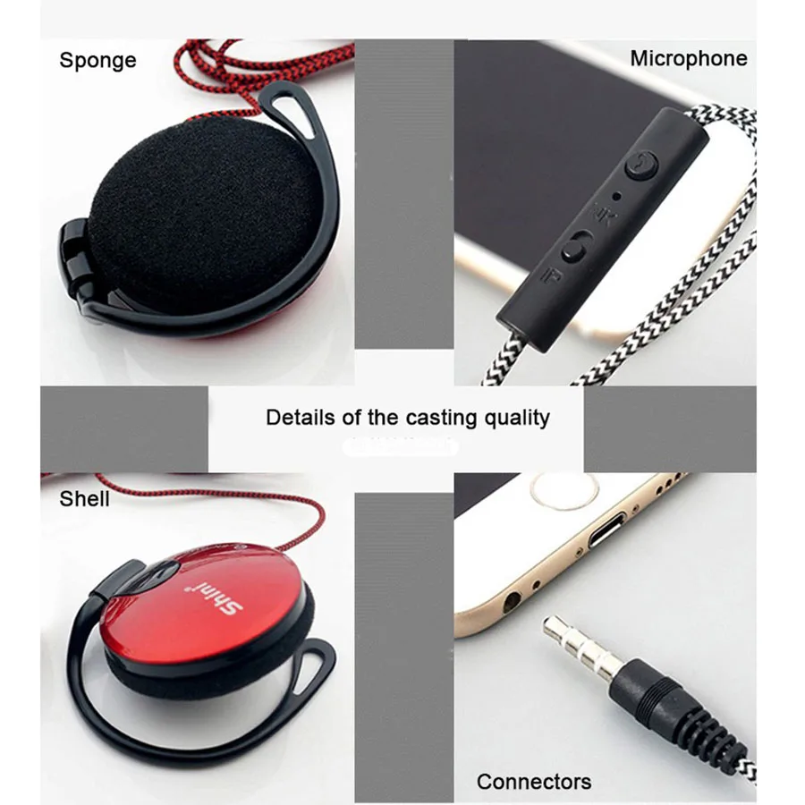 SN Q140 Mobile Phone Headphone For iphone Samsung HTC Headphone Ear Hook Earphone Stereo Hifi 3 5mm Sport Music Headset With Mic