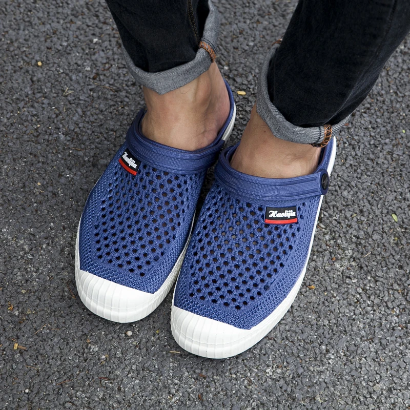 WeiDeng противоскользящие удобные летние пляжные туфли для воды мужские спортивные кроссовки сандалии для Прогулки дышащие Сандалии Croc