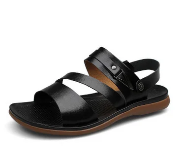 Летние мужские сандалии дышащие повседневные сандалии новые корейские Chinelo Masculino летние сандалии для мужчин пляжная обувь - Цвет: Черный