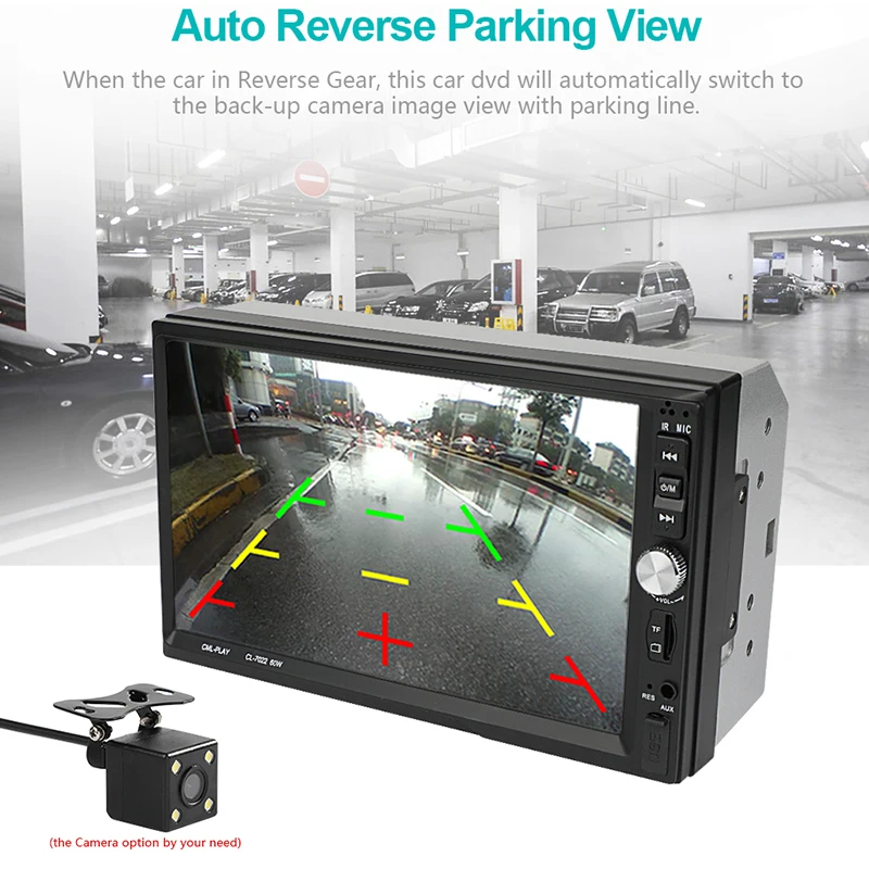 

Smart Auto MP5 Player Car Stereo Radio FM/USB/AUX with Rear View Camera Flexible 7022B MP5 Player