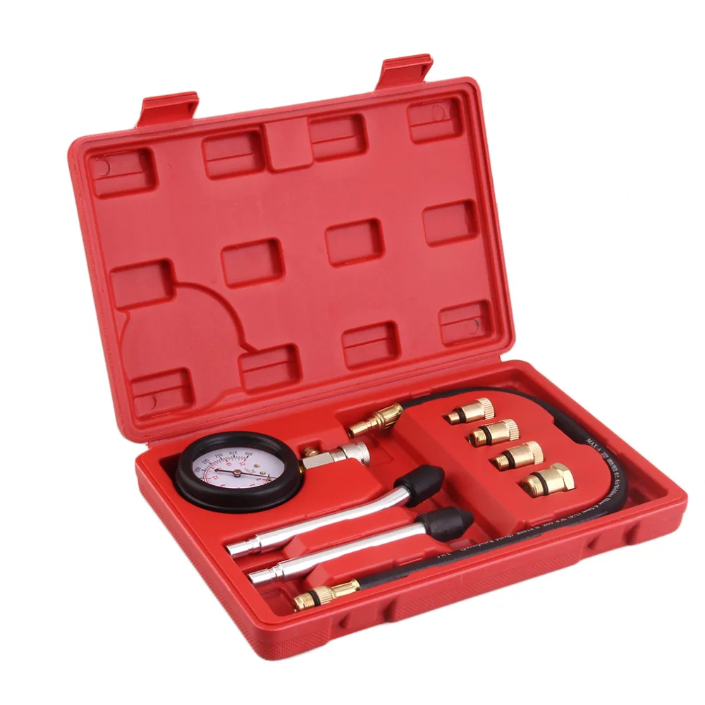 

9 pcs Practical Car Vehicle Cylinder Compressor Gauge Auto Meters Test Pressure Compression Tester Leakage Diagnostic sensor