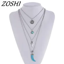 ZOSHI Bohemian Style Design Women Fashion Charm Jewelry Beads Handmade Long Multi layer Statement Link Chain
