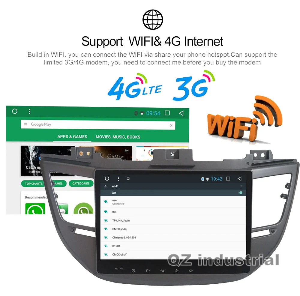Cheap QZ industrial HD 10.1inch Android 8.1 T3 Car radio DVD player for Hyundai Tucson 2015-2017 with BT GPS 3G 4G WIFI SWC RDS Map 9