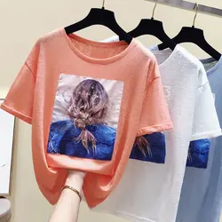 Ультрапопулярная женская футболка с короткими рукавами Новинка 2019 года, летняя футболка оранжевая шелковая футболка с ледяным принтом