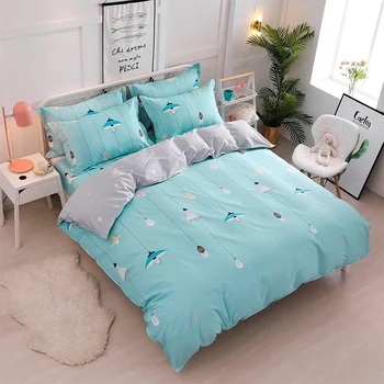 

Blue System Home Textile Flowers Printe 3/4pcs Bedding Set Bed Cover Bed Sheet Duvet Cover Pillowcase Bed Linen Bedclothes Queen
