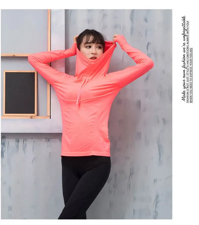 1 (8)Women Hooded Running Jacket Long Sleeve Sweatshirt Ladies Yoga Sports  Jacket Fitness Gym Quick Dry Shirts 