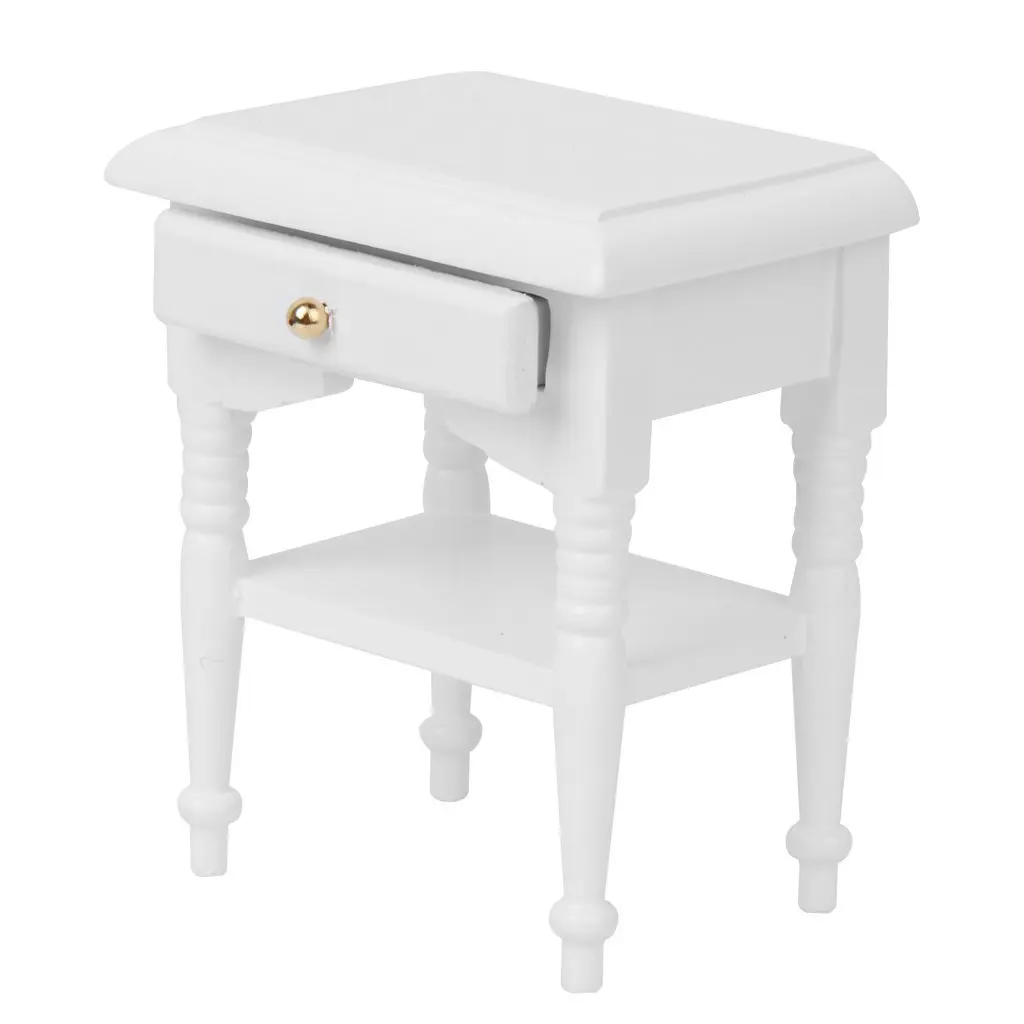 

1/12 2x doll bed cabinet miniature models furniture home decoration white wood