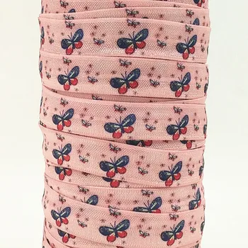 

Q&N ribbon wholesale/OEM 5/8inch 16mm 160624022 NT design printed folded over elastic FOE 50yds/roll free shipping