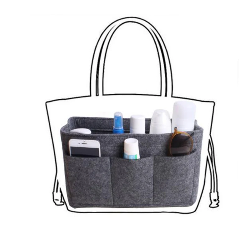 

GFZXCAN brand new ladies felt cosmetic bag inner bag Obag suitable for handbags multi-pocket daily necessities Cosmetic bag