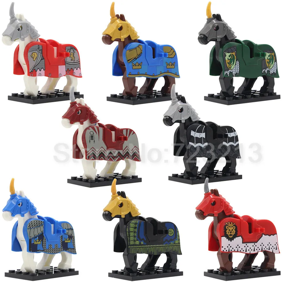 

War Knight Horse Figure Single Sale Medieval Rome Vintage Knights Series Building Blocks Toys For Children X0158