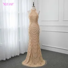 YQLNNE Обнаженная Холтер вечернее платье длинное Русалка спинки пышные платья Robe de Soiree