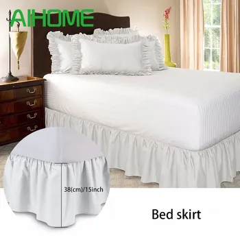 

Free Shipping Hotel Elastic Bed Skirt 6 Colors Suede Fabric for King/Queen Size Dust Ruffle pastoral Style Fit bedspread