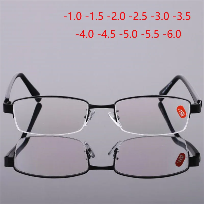 

-1.0 -1.5 -2.0 -2.5 To -6.0 Half Frame Finished Myopia Eyeglasses Women Men Fashion Aspheric Resin Optical spectacle Black Frame