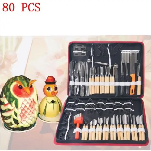 

New 80pcs Vegetable Fruit Carving Chiseling Tool Knife Set For Kitchen, Dining