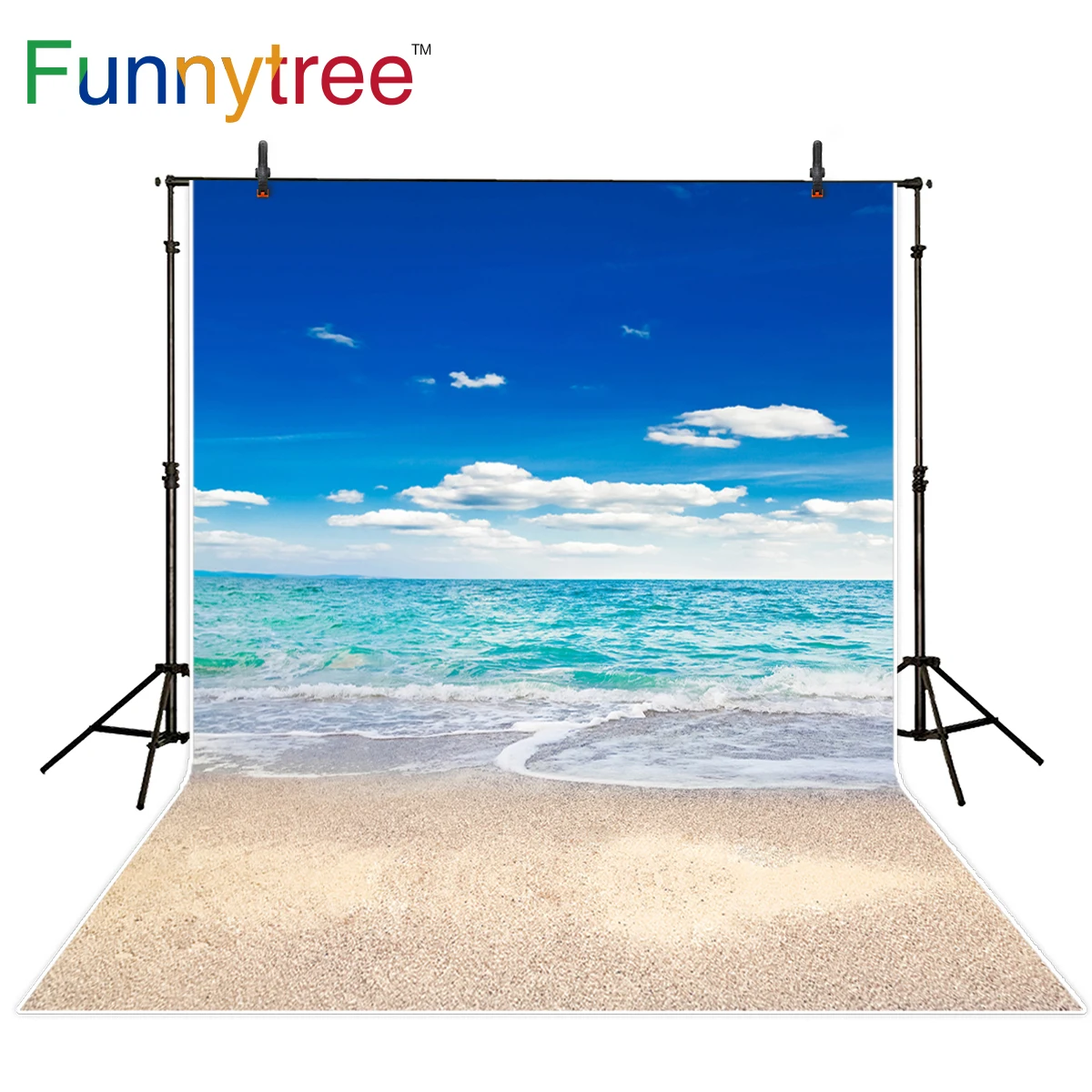 Фотофон Funnytree с морским пляжем и голубым небом летний фон природными пейзажами