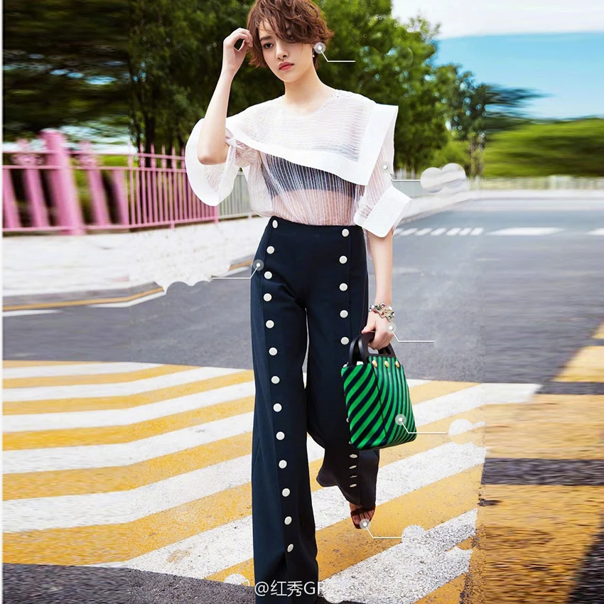 blue designer pants