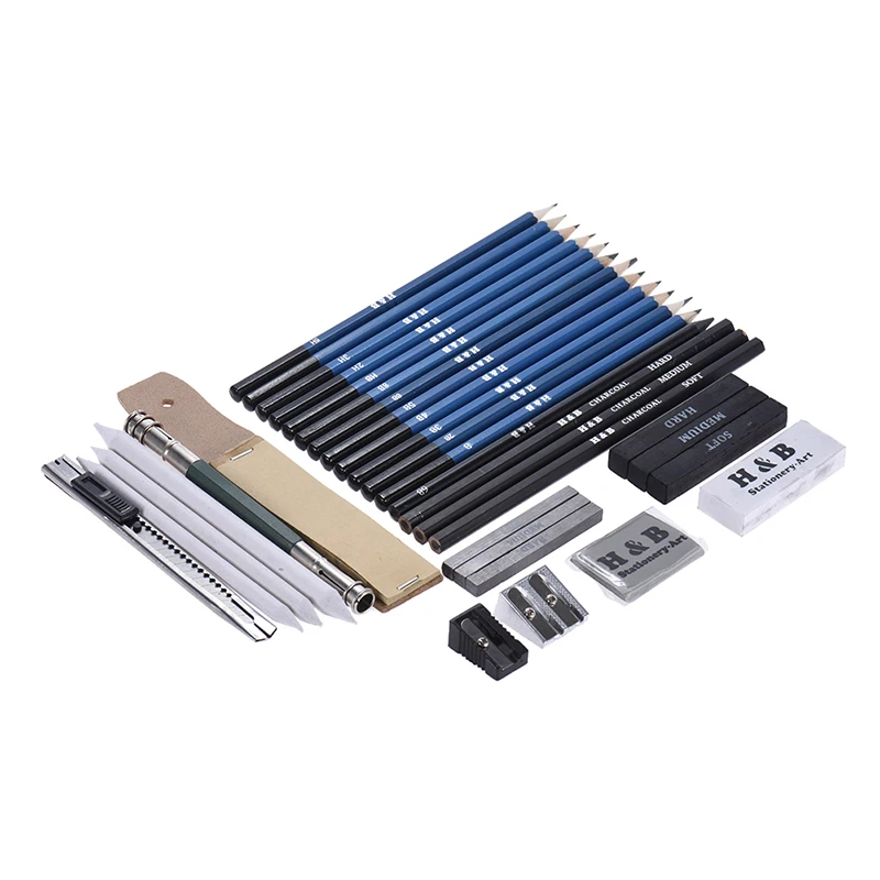

32pcs Professional Drawing Sketch Pencil Kit Sketch Graphite Charcoal Pencils Sticks Erasers Stationery Drawing Supplie Hot
