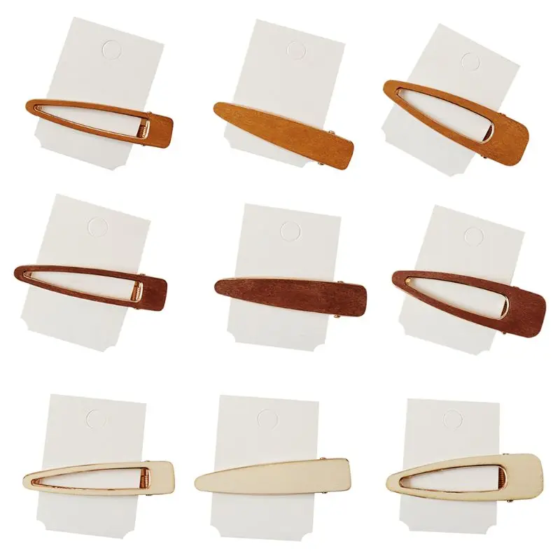 

Japanese Forest Style Literary Girls Vintage Duckbill Hair Clips Geometric Hollow Triangle Wooden Hairpins Side Bangs Barrettes