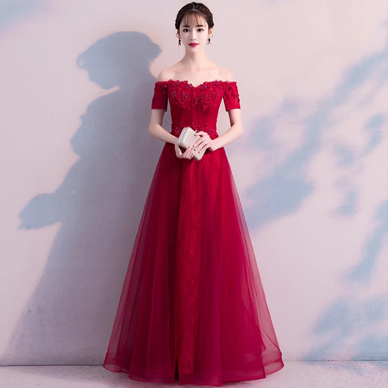 

Top Quality Red Wedding Dress Marriage Dresses Elegant Slim Ladies Handmade Beads Gowns Sexy Lace Flower Full Length Cheongsam