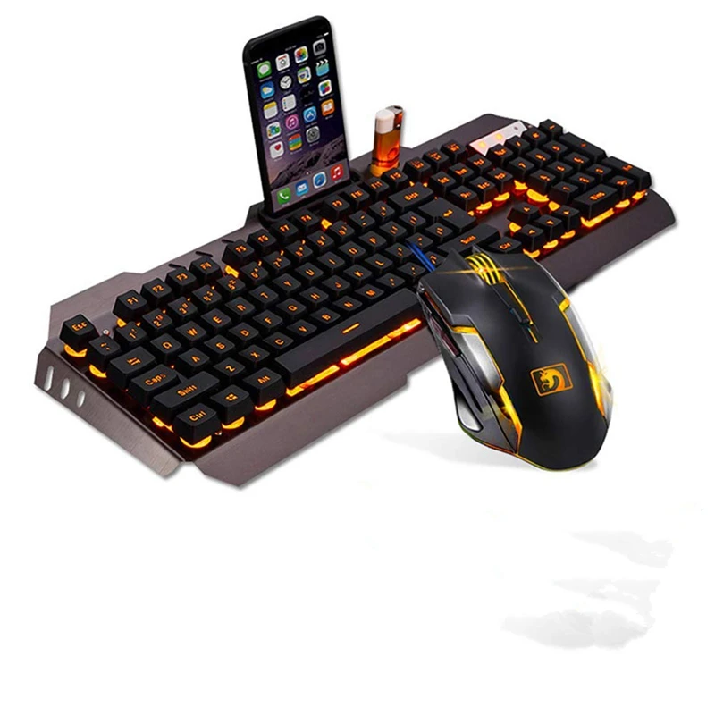 

Wired Gaming Keyboard 2400DPI Mouse Sets Combo LED Backlit Multimedia Ergonomic USB Metal Waterproof With Mouse Pad