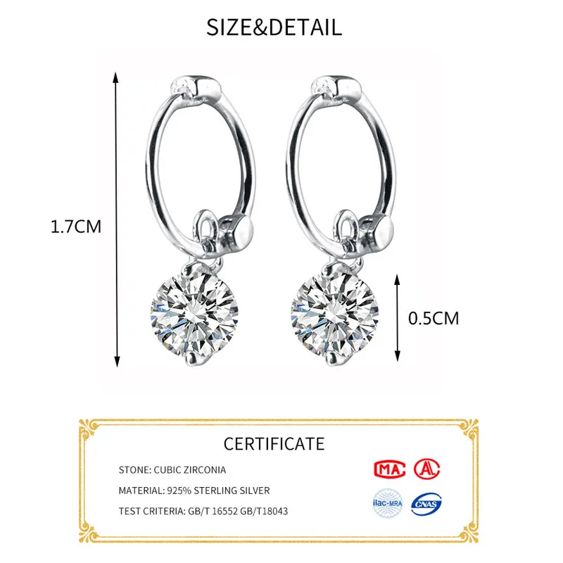 INZATT 100% 925 Sterling Silver Bohemia Geometric Round Zircon Hoop Earrings For Women Party FINE Jewelry Accessories Gift