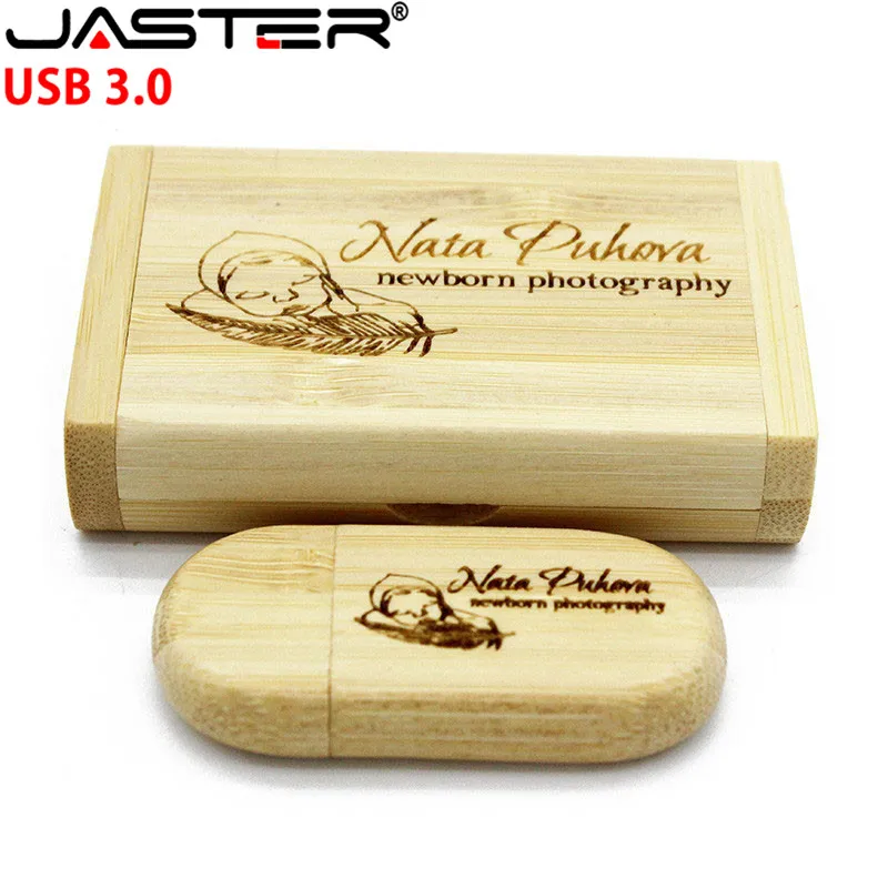 JASTER USB 3 0 логотип на заказ Деревянный usb + коробка персональный ручка накопитель 8