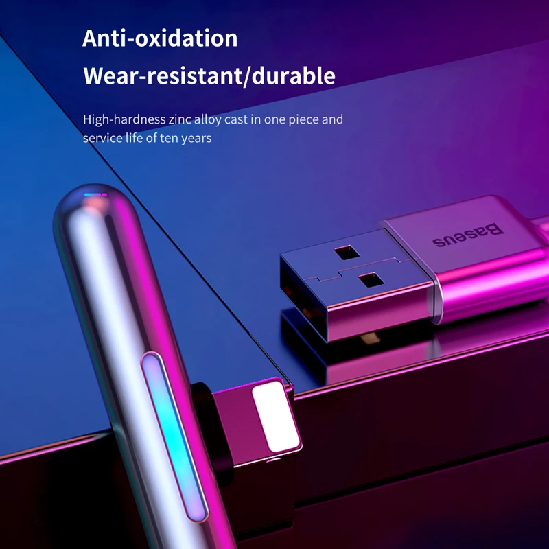  Baseus USB Kabel für iPhone XS XR 11 Pro Max USB Ladegerät Datenkabel LED Ellenbogen 2.4A Schnelle 
