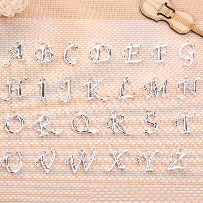 

130 шт./лот 18 мм подвеска из сплава с 26 буквами