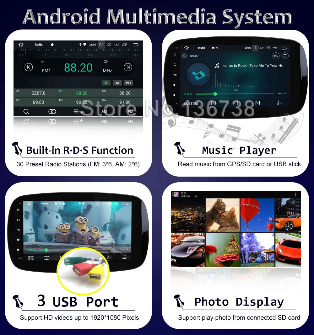 Clearance IPS 8 Core Android 8.1 Car DVD Multimedia Radio Stereo GPS Player For Mercedes Benz Smart Fortwo 2015 2016 2017 4GB RAM+32GB ROM 8