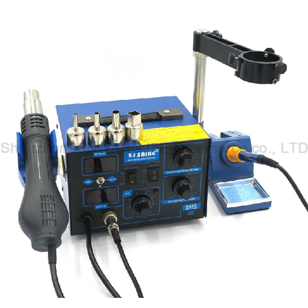 Saike 952D 2In1 Solder Rework Station Hot Air Gun+ Electricity Soldering Iron Constant Temperature BGA Rework Station Welding