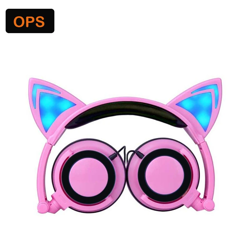 

Students,children,Fashion person LED foldable and Flishing cat headphone for phone,computer with Music,game,movie