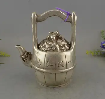 

Collection archaize white copper water barrel shape teapot crafts statue