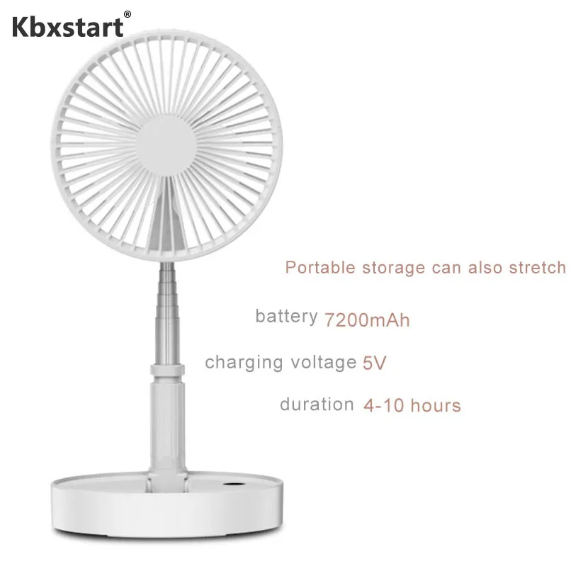 

Kbxstart Portable USB Charging Fan Telescopic Folding Fans Multi-Function Adjustable Angle Air Cooling Fan Silent Table Fan