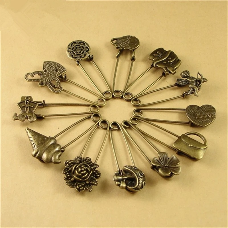 

DoreenBeads 5cm long Safety Pins Vintage Fashion Pin Brooch Angel Heart Snowman Shape Ornaments for Scarf Sweather Coat Bag Hat