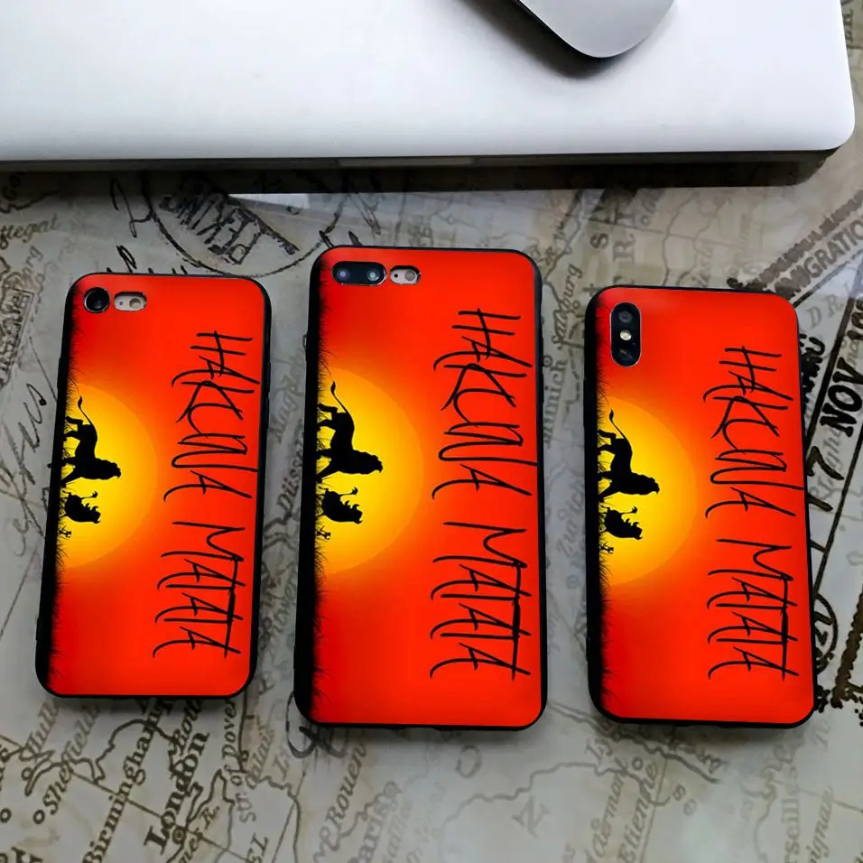 Hakuna Matata Король Лев черный мягкий силиконовый чехол для телефона для iPhone X 11 Pro 5S XR XS Max 6 6S 7 8 Plus чехол Fundas Capinha Coque