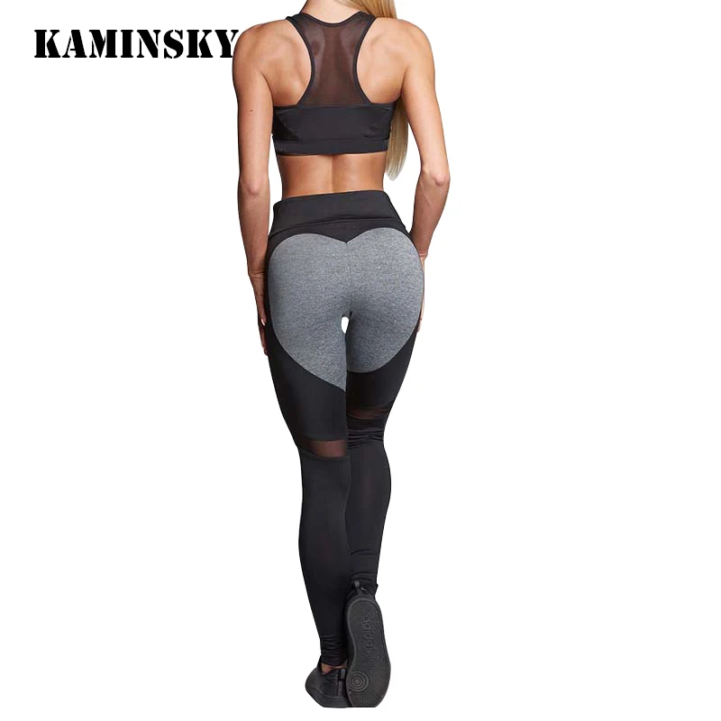 Kaminsky 2018 для женщин Мода готический Push Up дамы сетки брюки для девочек сердце любовь черный Леггинсы, повседневные штаны Высокая талия