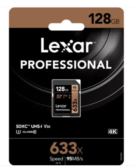 Lexar, оригинальная sd-карта 633x, sd-карта, 64 ГБ, 128 ГБ, 256 ГБ, карта UHS-I U3, SDHC/SDXC, карта флэш-памяти для камеры - Емкость: 128G
