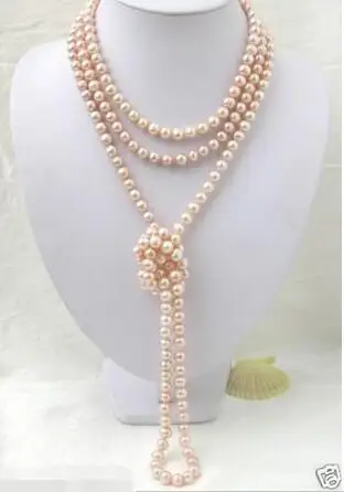 

FREE SHIPPING HOT sell new Style >>>>CHARMING JEWELRY 7-8MM PINK PEARL NECKLACE 75 INCH