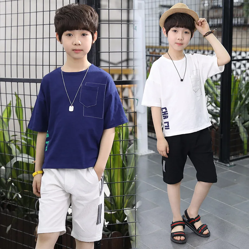 

Boys Summer Clothes Kids Clothing Set Fashion Boutique Toddler Suit Children T-shirts + Shorts 4 5 6 7 8 9 10 11 12 13 Years