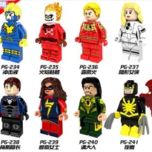 GUSUG 80 шт. PG8065 супер герой Havok Ударная Волна череп с пламенем человеческий факел Невидимая женщина Nightwing строительные блоки детские игрушки