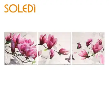 

Nordic 3Pcs/Set Joint Canvas Wall Hanging Floral Pictures NEW Paint By Number Gift Oil Painting DIY Gift Art Wall Hanging Paint